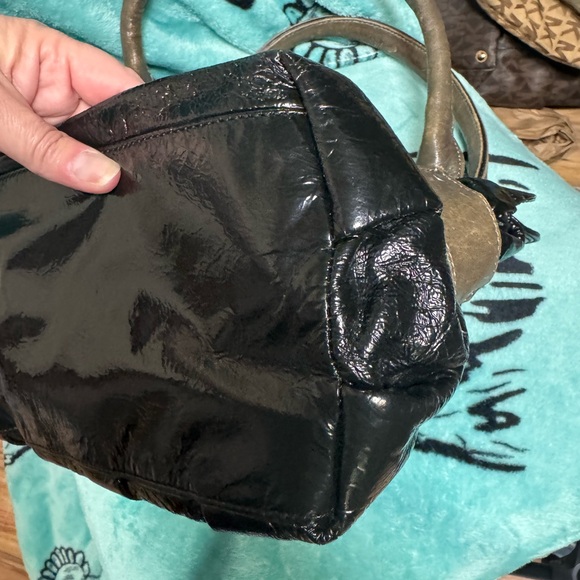 See By Chloé Black Patent Shoulder Bag with Brown Trim main image 0